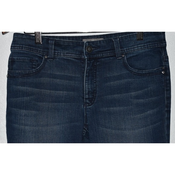 Chicos 00 Sz 2 So Slimming Zip Ankle Stretch Denim Blue Jeans 5-Pocket Straight - Picture 5 of 16